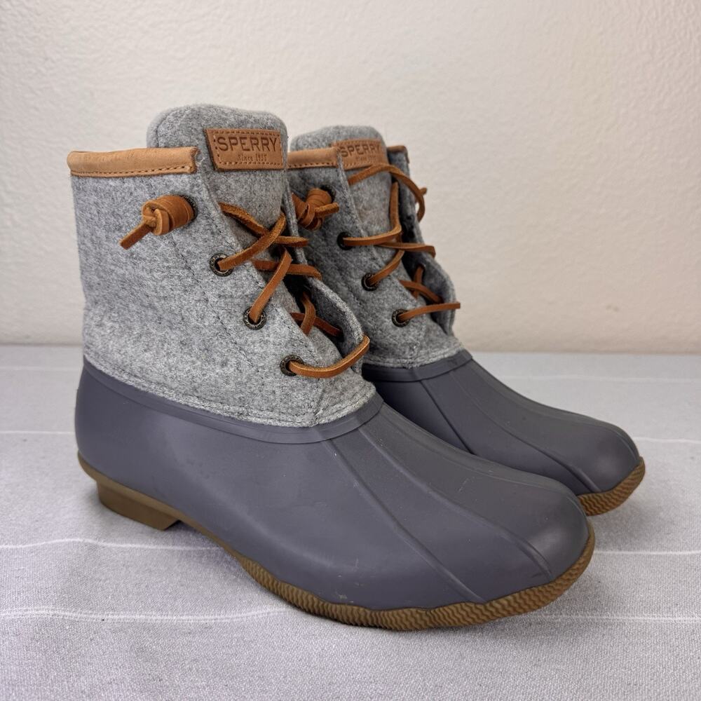 Sperry Top-Sider Saltwater Wool Embossed Waterproof Duck Boots STS82475 Gray 7.5 - Picture 2 of 15